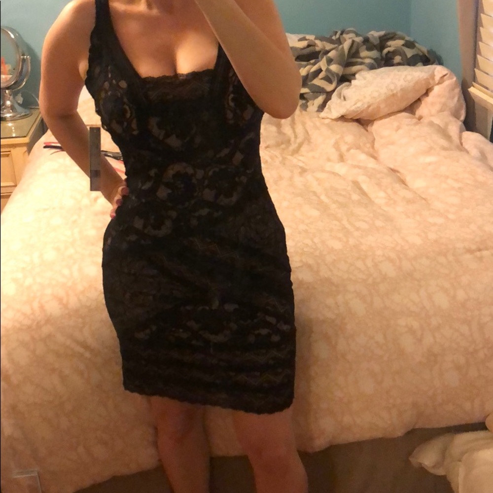 NWT NIcole Miller Black Lace Dress